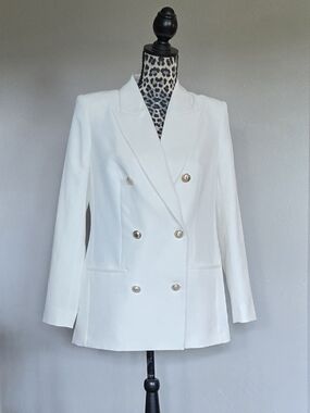 Express Off-White Double-Breasted Blazer with Gold Buttons NWOT